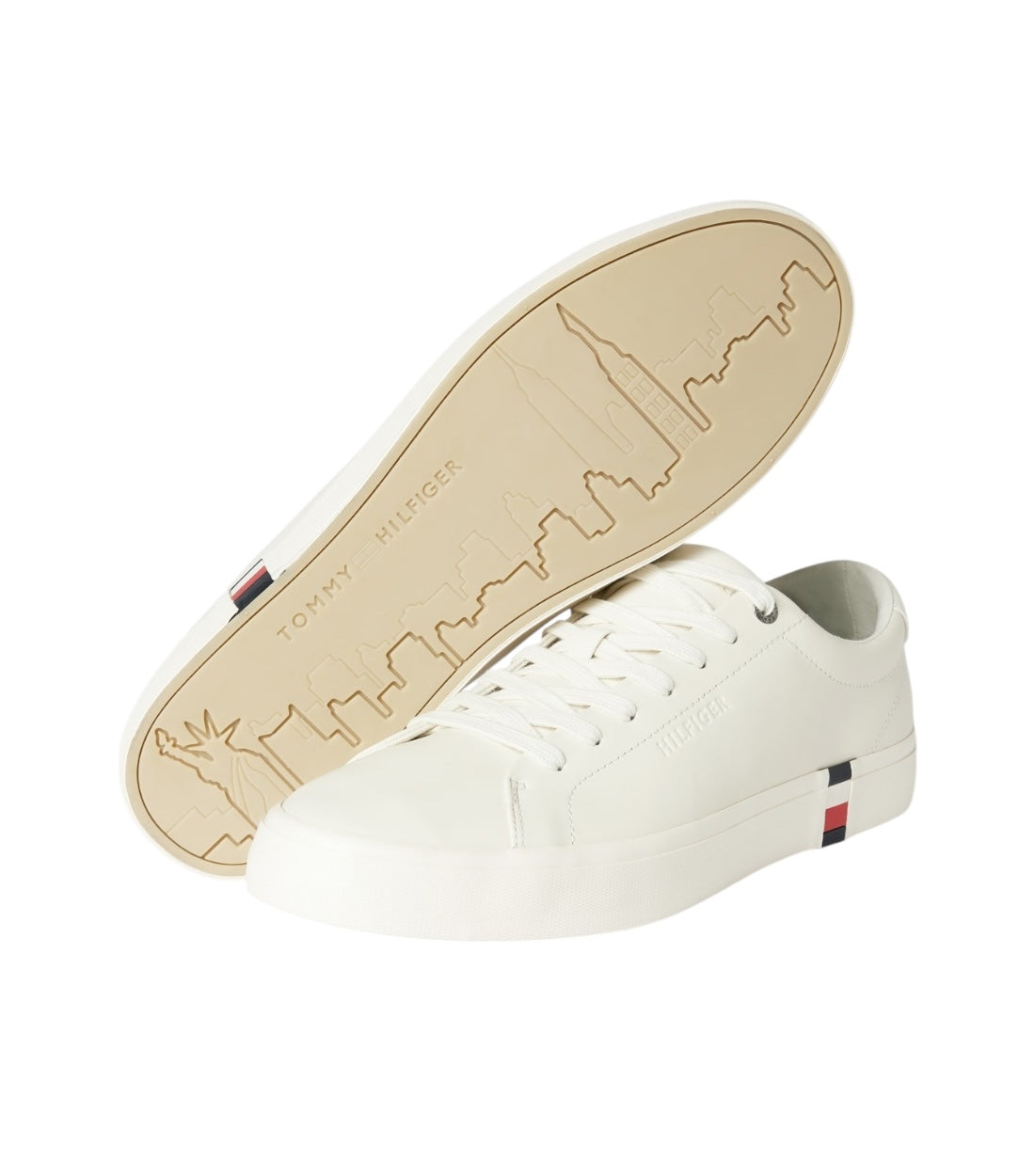 Tommy Hilfiger Off-White Corporate Sneakers Met Labeldetails