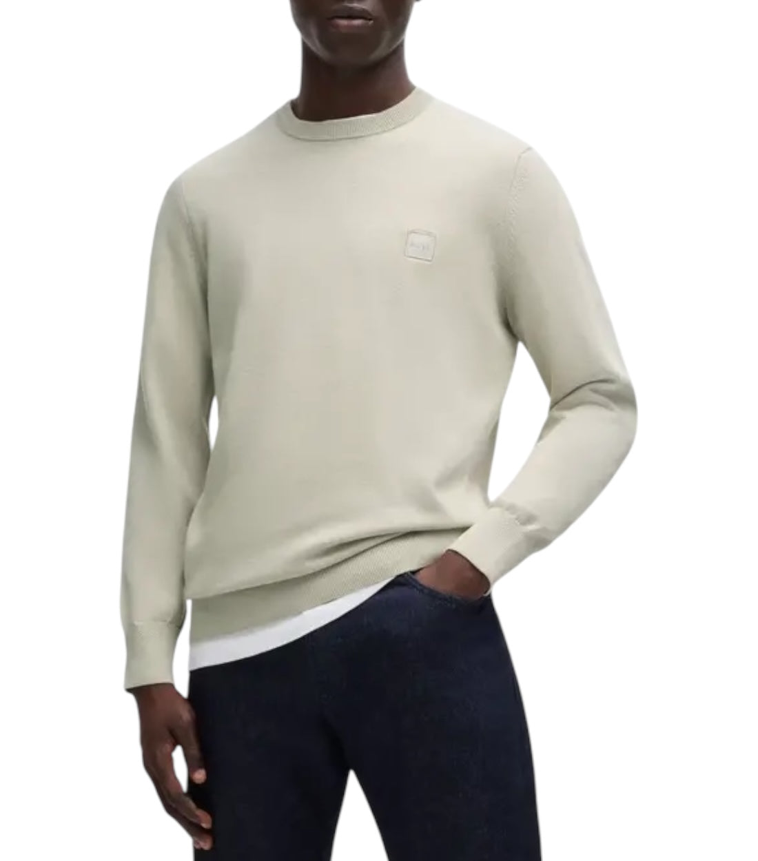 Boss Beige Pullover Met Ronde Hals