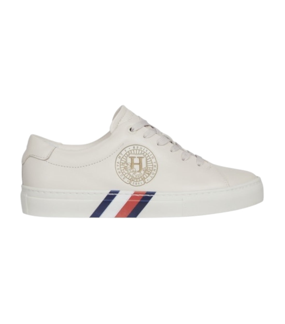 Tommy Hilfiger Beige Sneakers Met Iconische Accenten