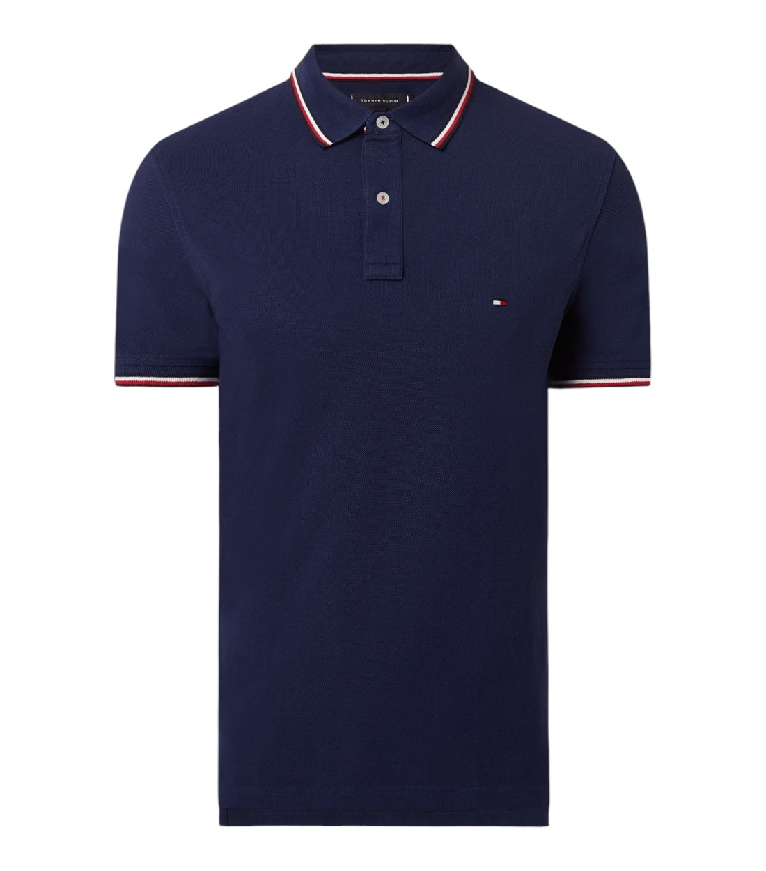 Tommy Hilfiger Slim-Fit Blauwe Polo Met Contraststrepen