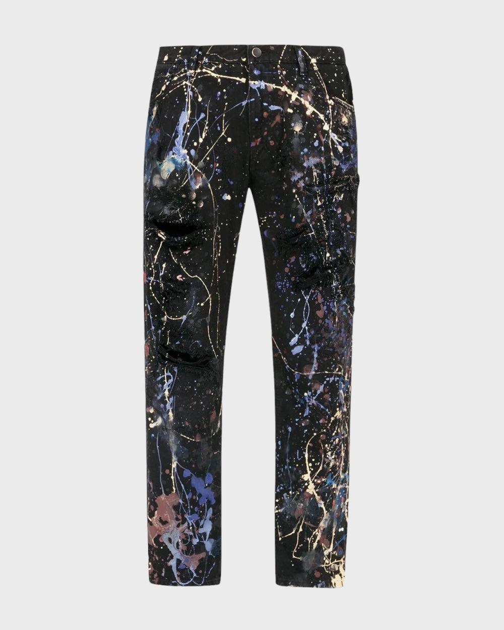 Dolce & Gabbana Zwart Heren Jeans - Abstracte Verfspatten