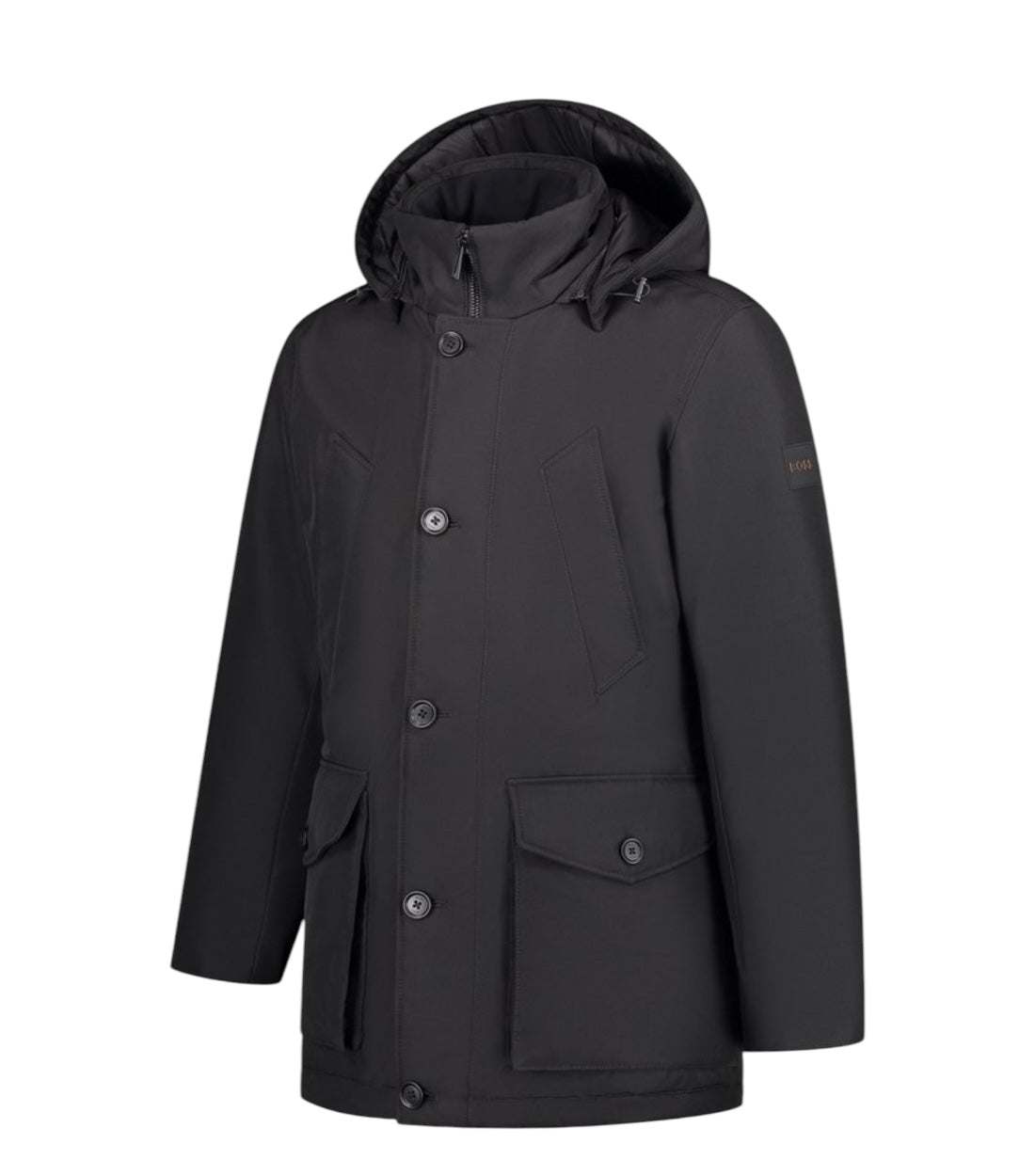 Hugo Boss Zwart Polyester Parka Jas