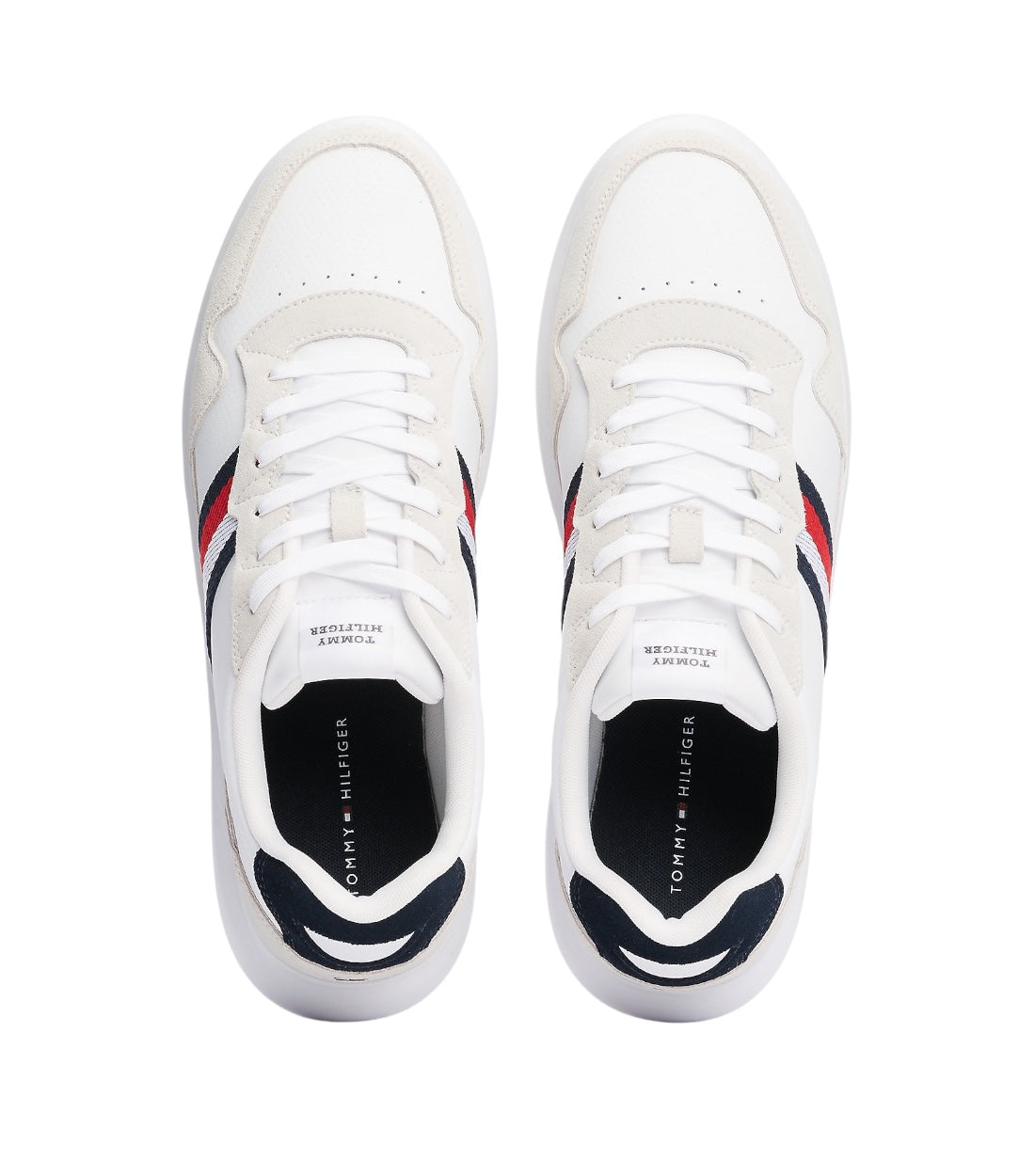 Tommy Hilfiger Wit Sneakers Met Contrasterende Accenten