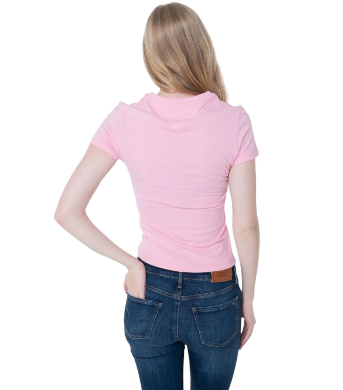 Tommy Hilfiger Jeans Roze Slim Linear T-shirt Dames