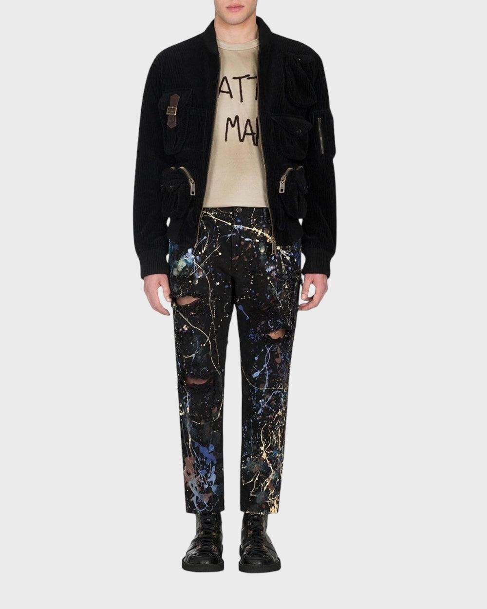 Dolce & Gabbana Zwart Heren Jeans - Abstracte Verfspatten