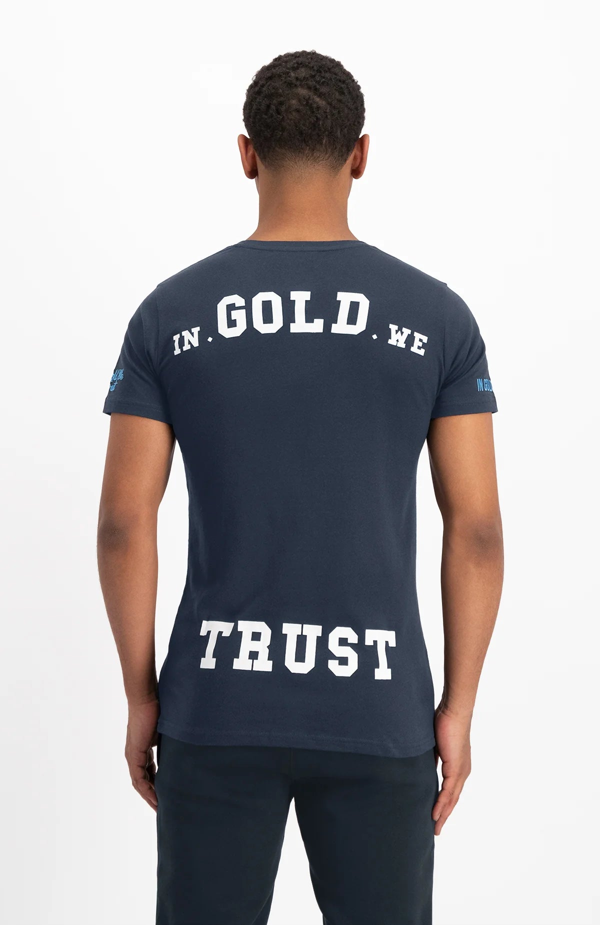 In Gold We Trust The Pusha T-shirt Blauw