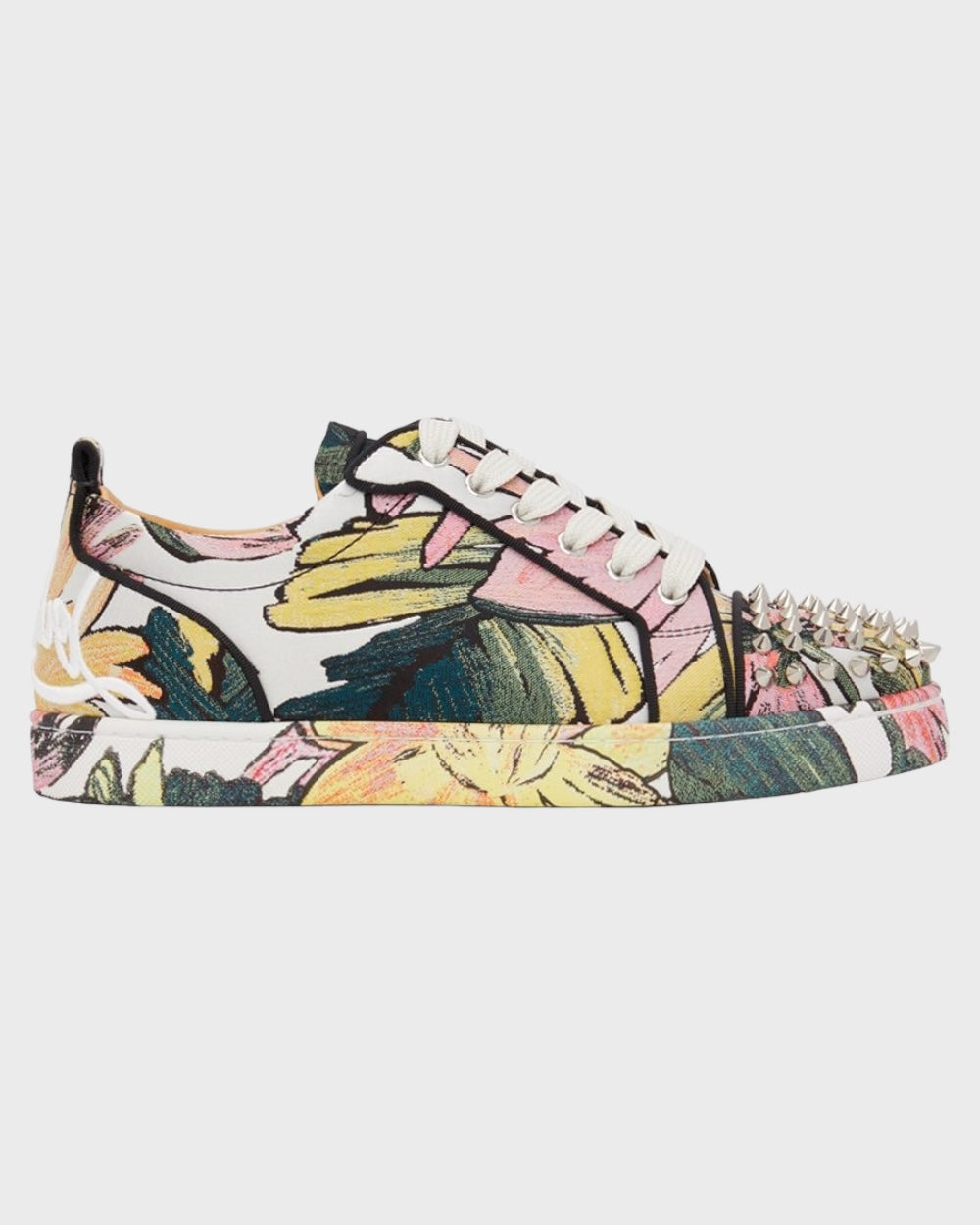 Christian Louboutin | Fun Louis Junior Spikes Botanical Print Sneakers Met Studs