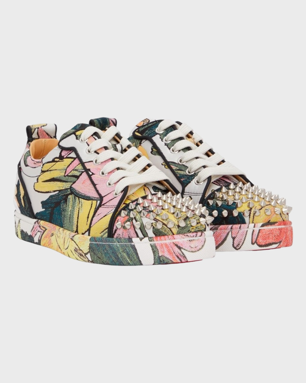 Christian Louboutin Fun Louis Junior Spikes Botanical Print Sneakers Met Studs