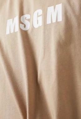 MSGM Beige T-shirt Met MSGM Logo Unisex