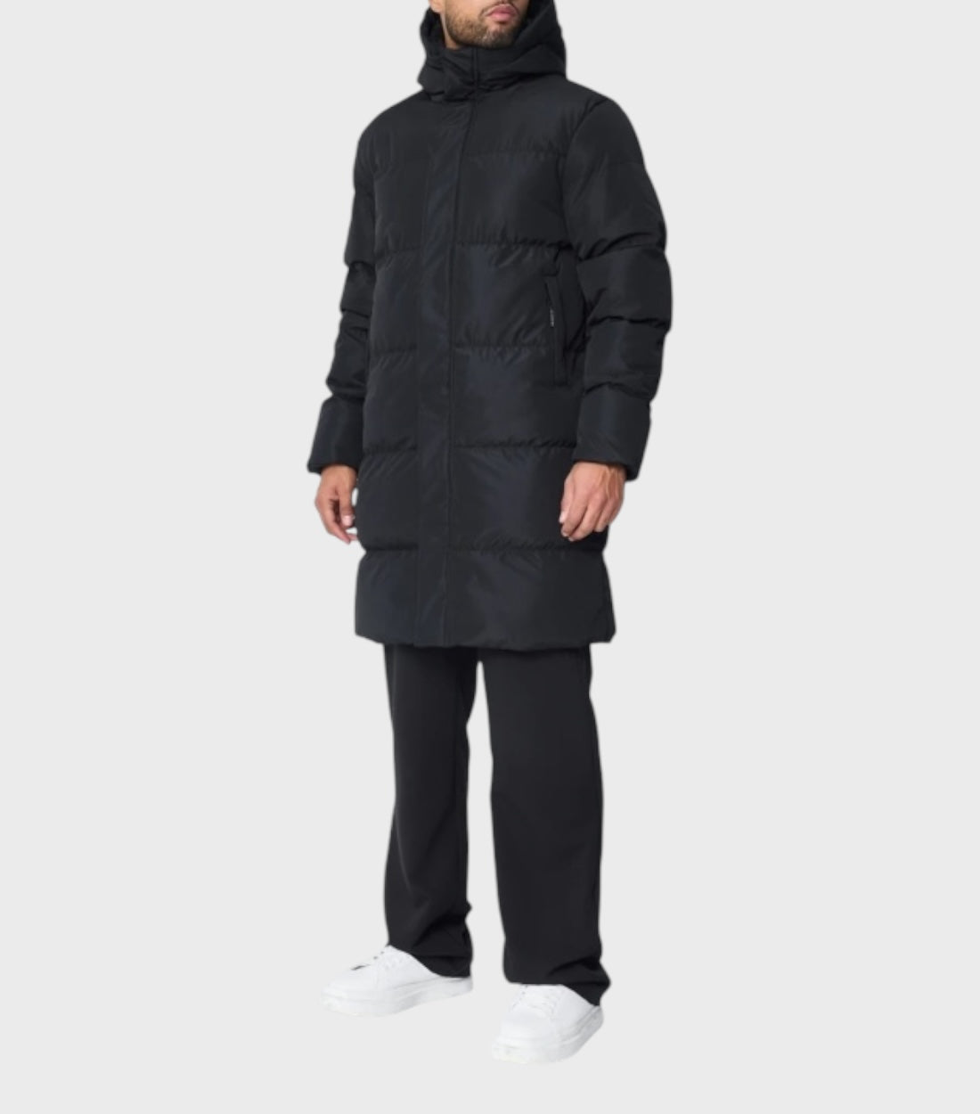 Plain Zwart Parka Jas