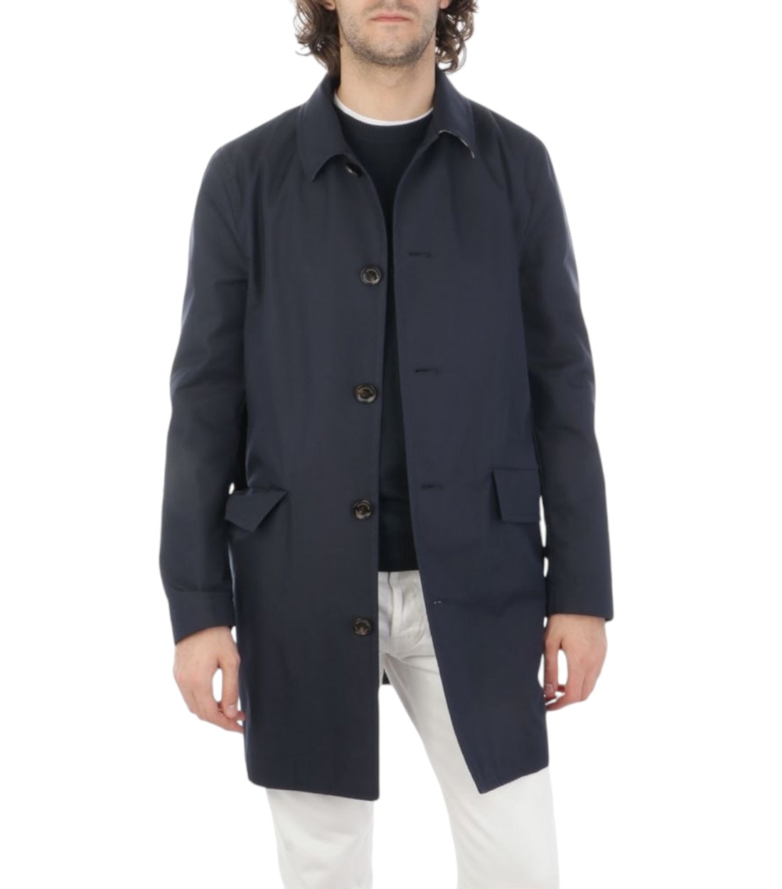 Aquascutum Blauw Katoenen Waterdichte Jas