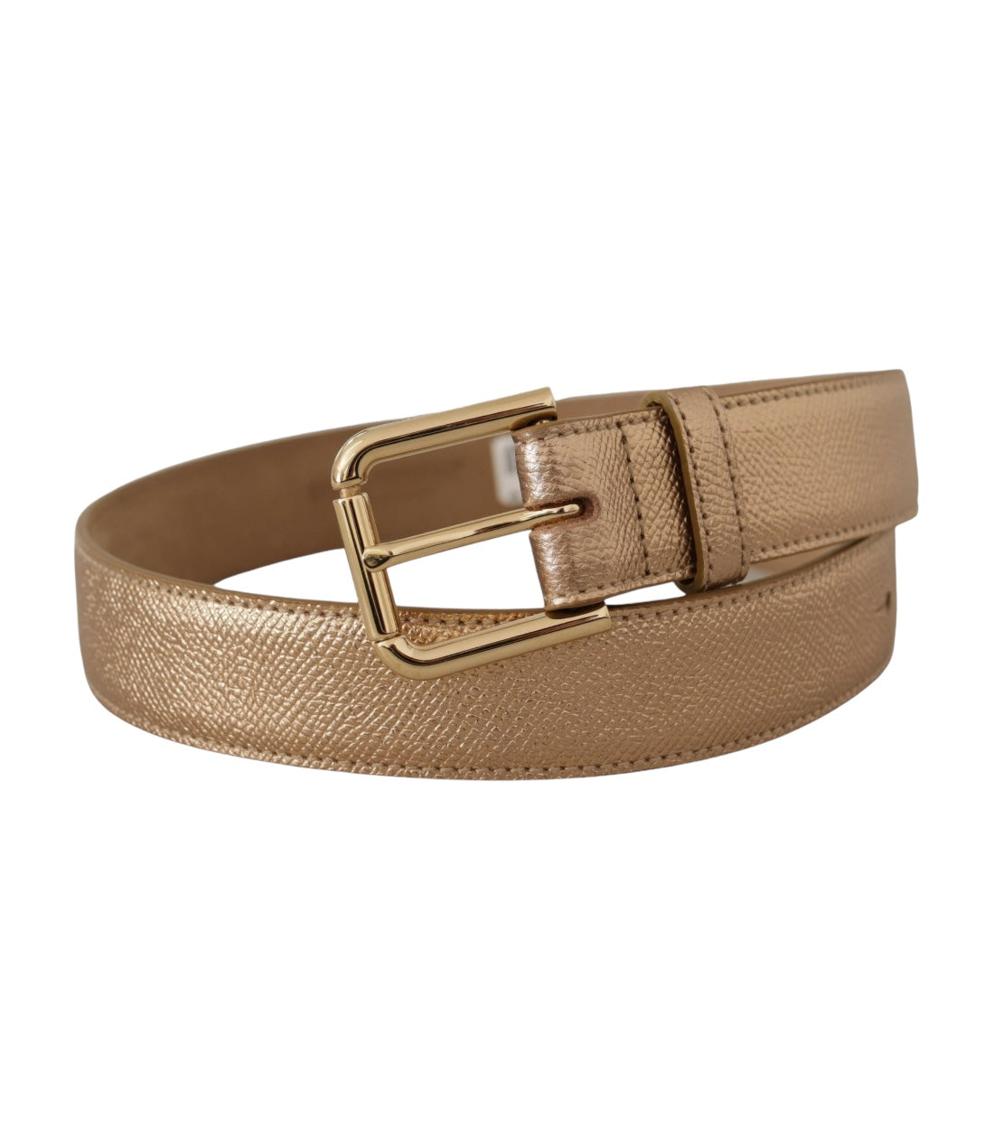 Dolce & Gabbana Chic Rose Goud Leren Riem Met Logo Gesp