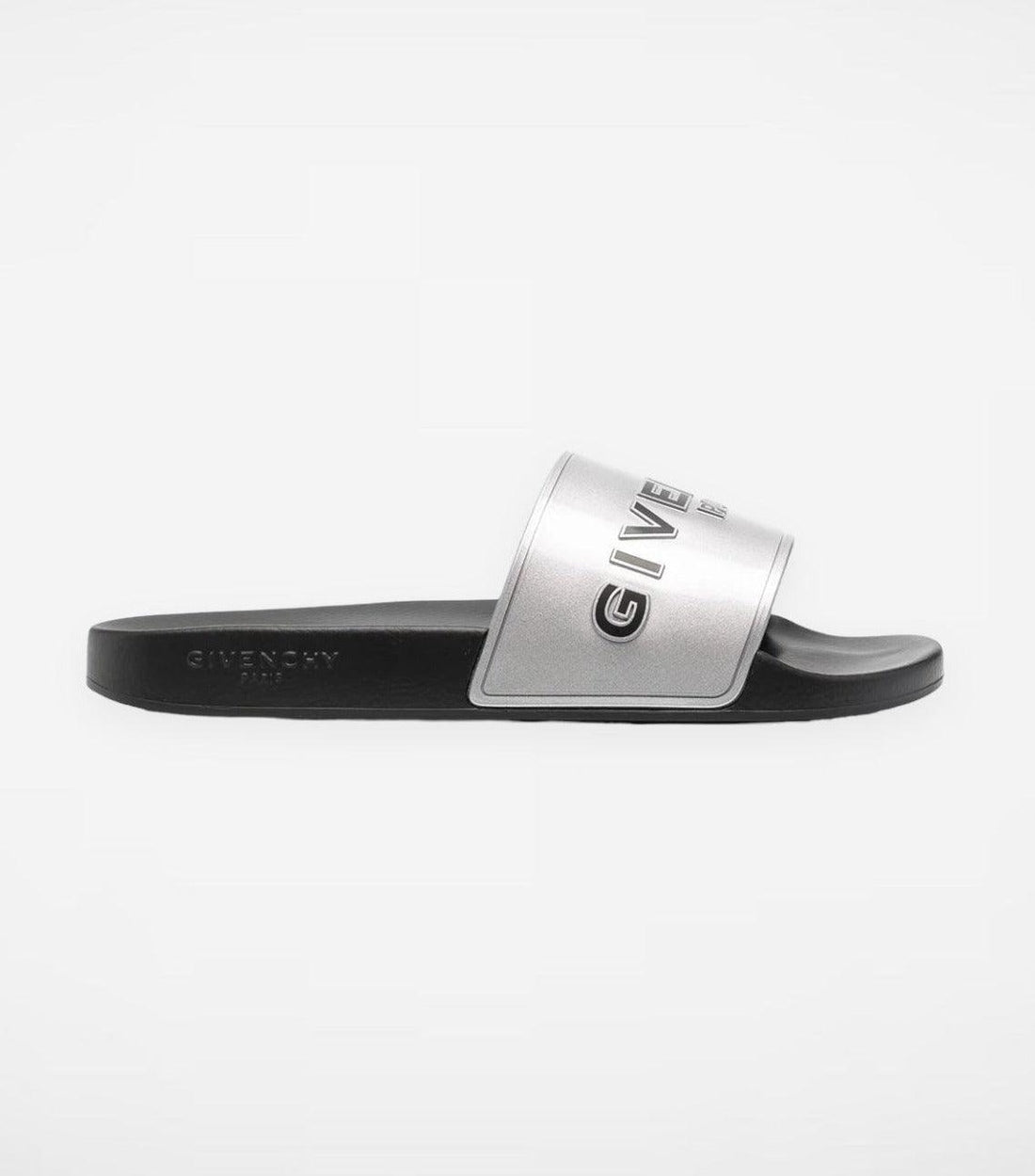 Givenchy Zilver Metallic Logo Slippers