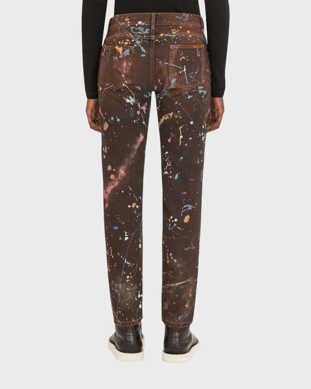 Dolce & Gabbana Bruin Abstracte Verfspatten Jeans