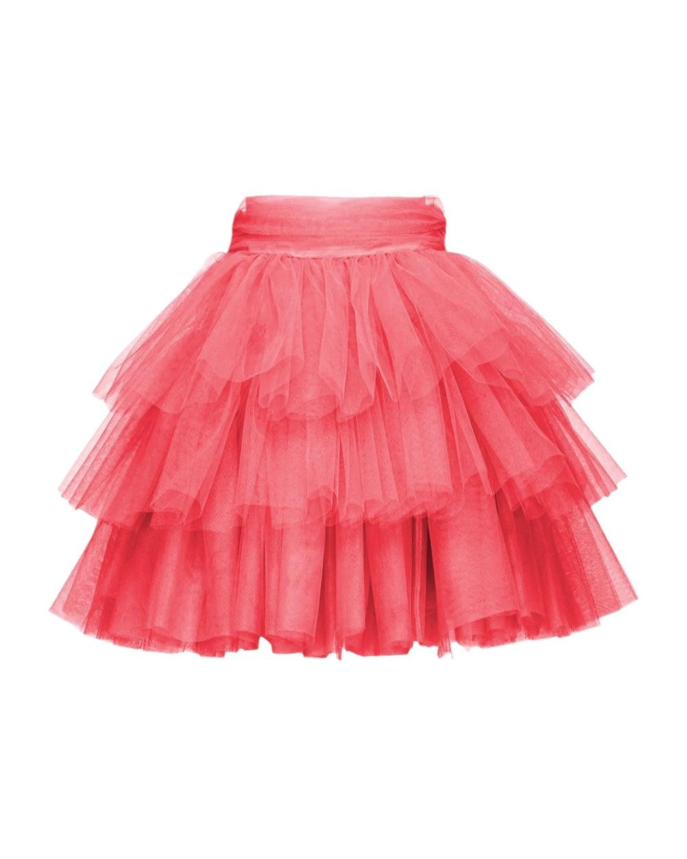 PINKO Roze Nylon Minirok met Volumineuze Tule Lagen