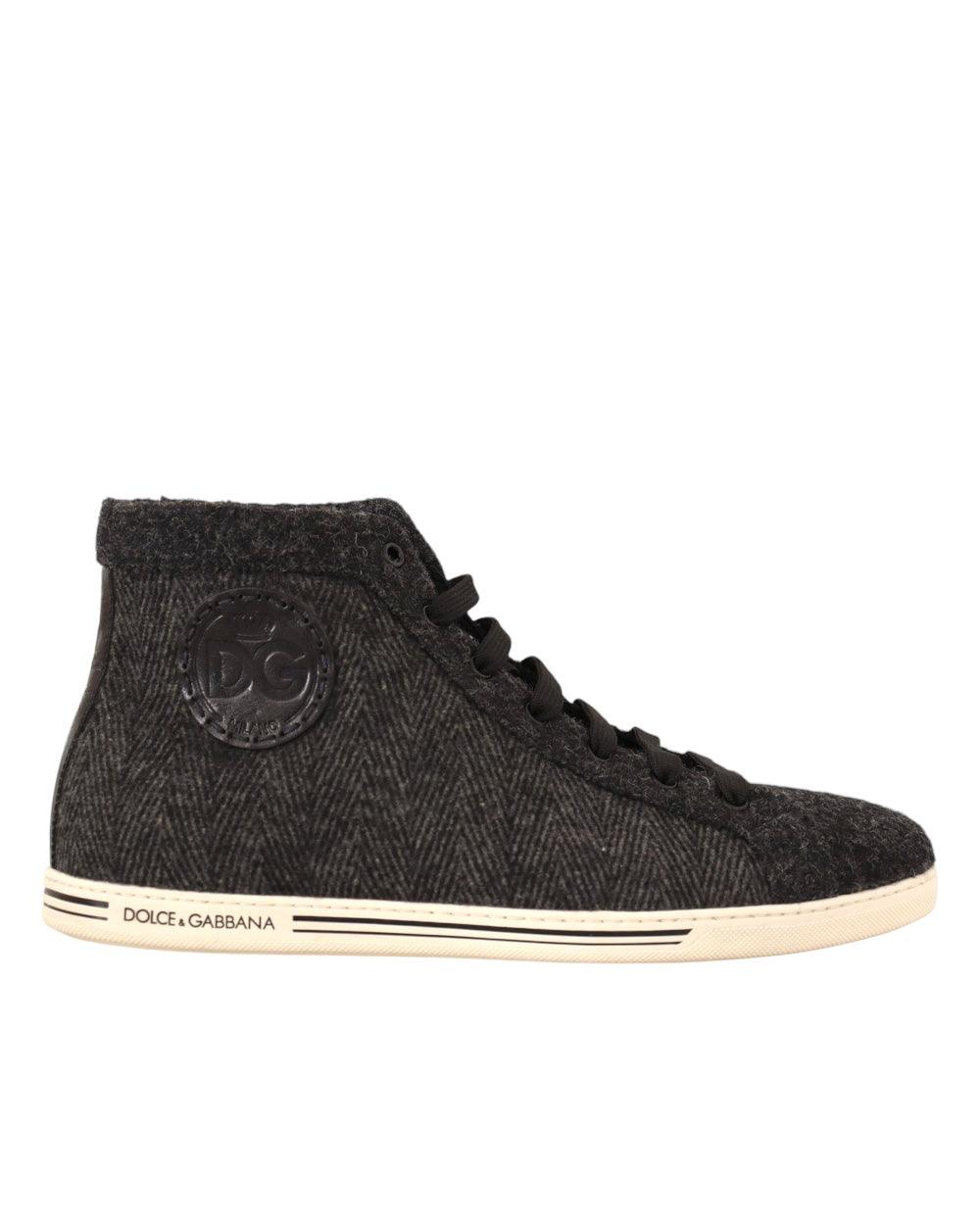 Dolce & Gabbana Grijs Wool High Top Sneakers