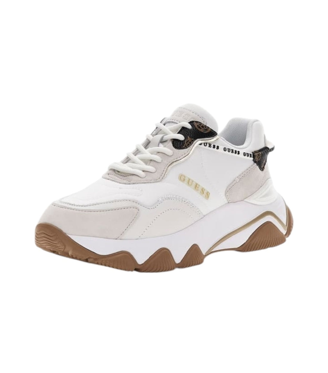 Guess Beige Micola Mixed Leren Sneakers