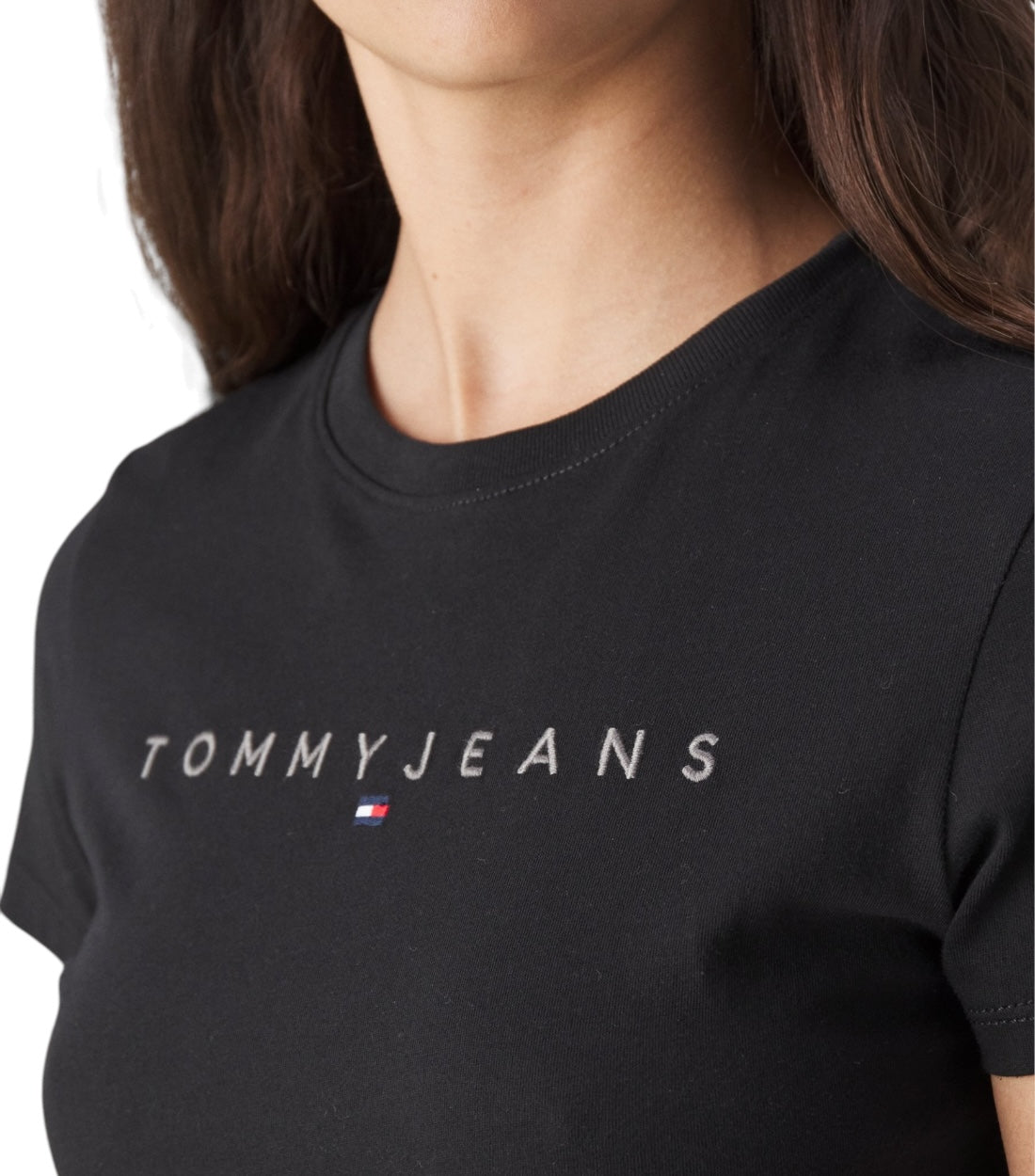 Tommy Hilfiger Jeans Zwart Tonal Linear T-shirt Dames