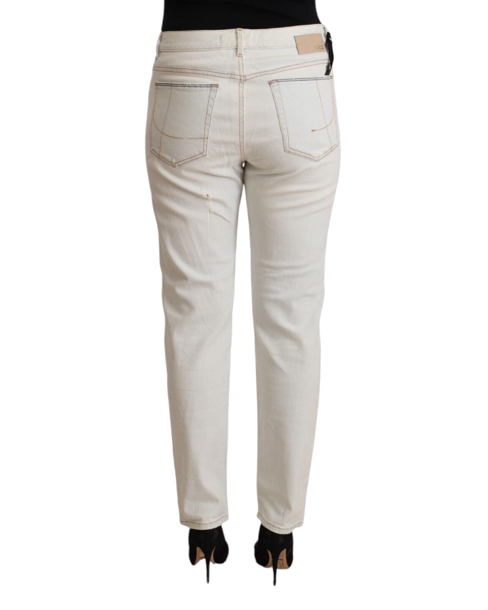 PINKO Witte Midden Taille Skinny Denim Jeans