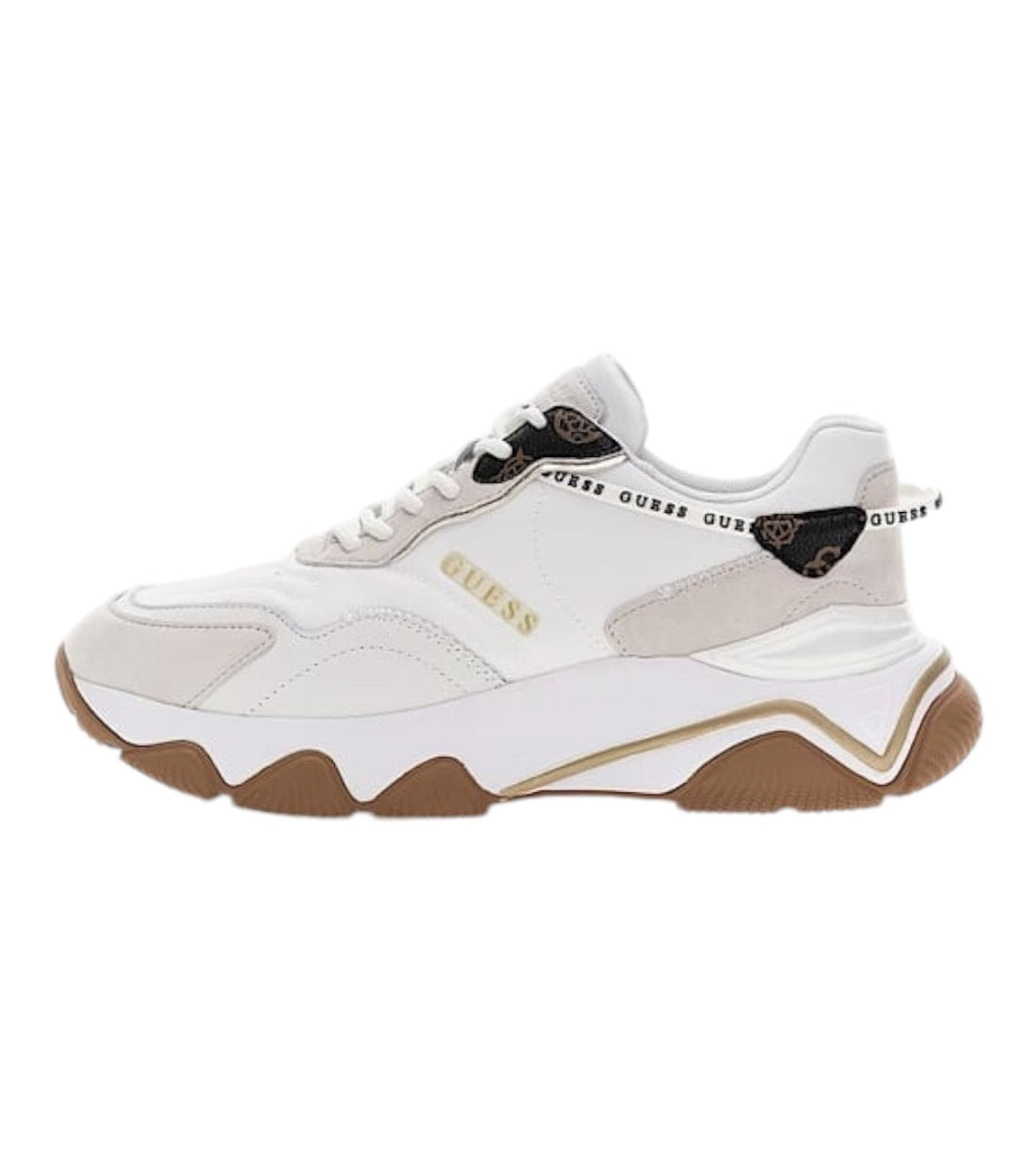 Guess Beige Micola Mixed Leren Sneakers