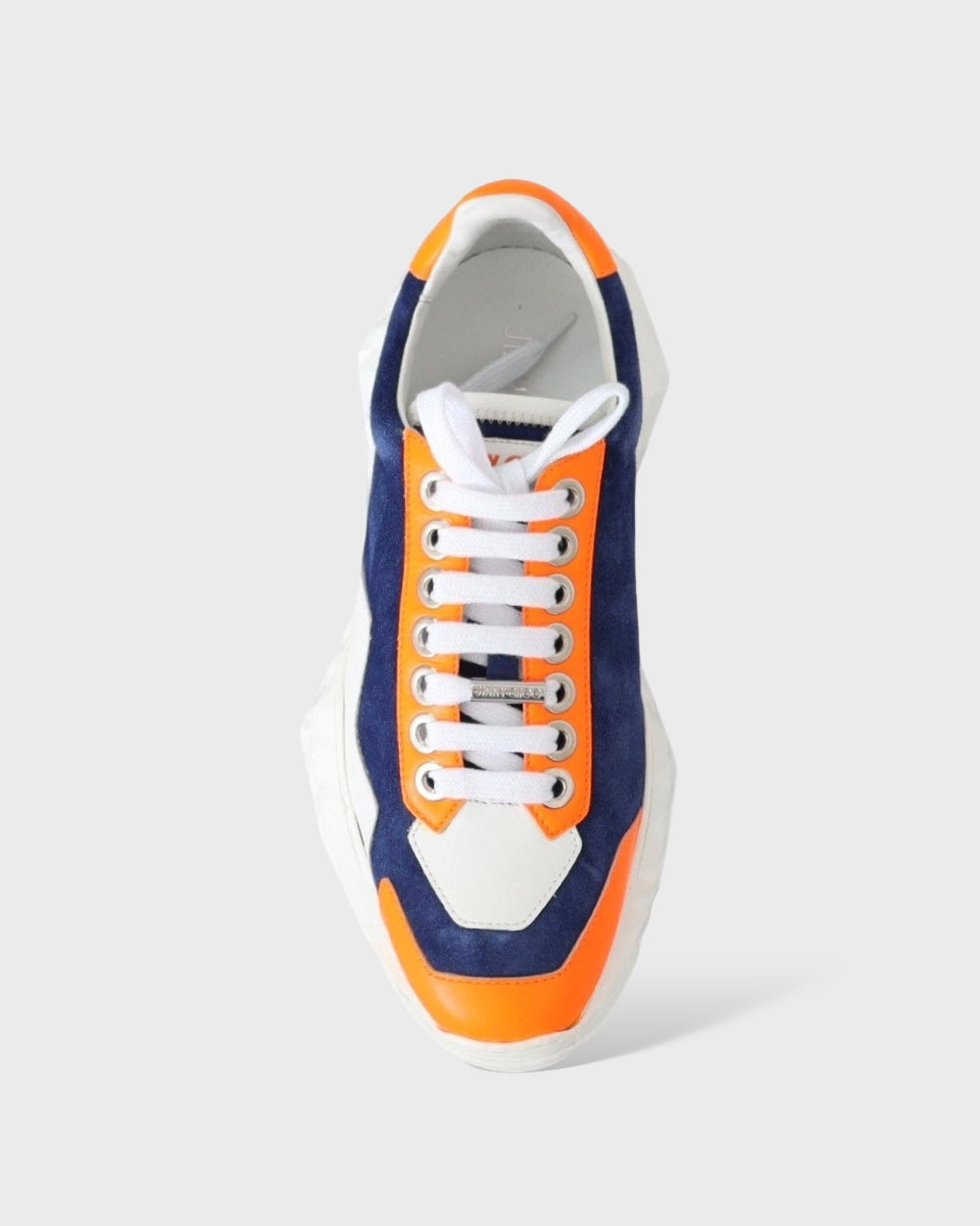 Jimmy Choo Diamant Blauw / Oranje Leren Sneakers