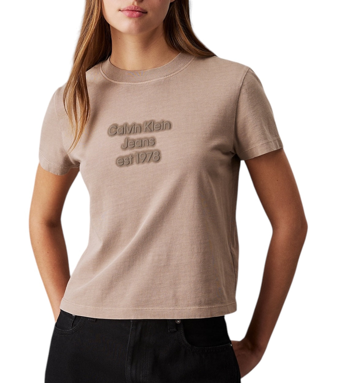 Calvin Klein Jeans Beige T-shirt Met Gewassen Logo