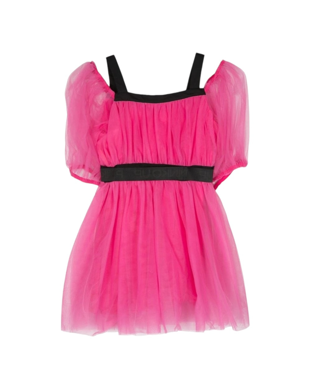 PINKO Fuchsia Nylon Jurk met Rimpelontwerp