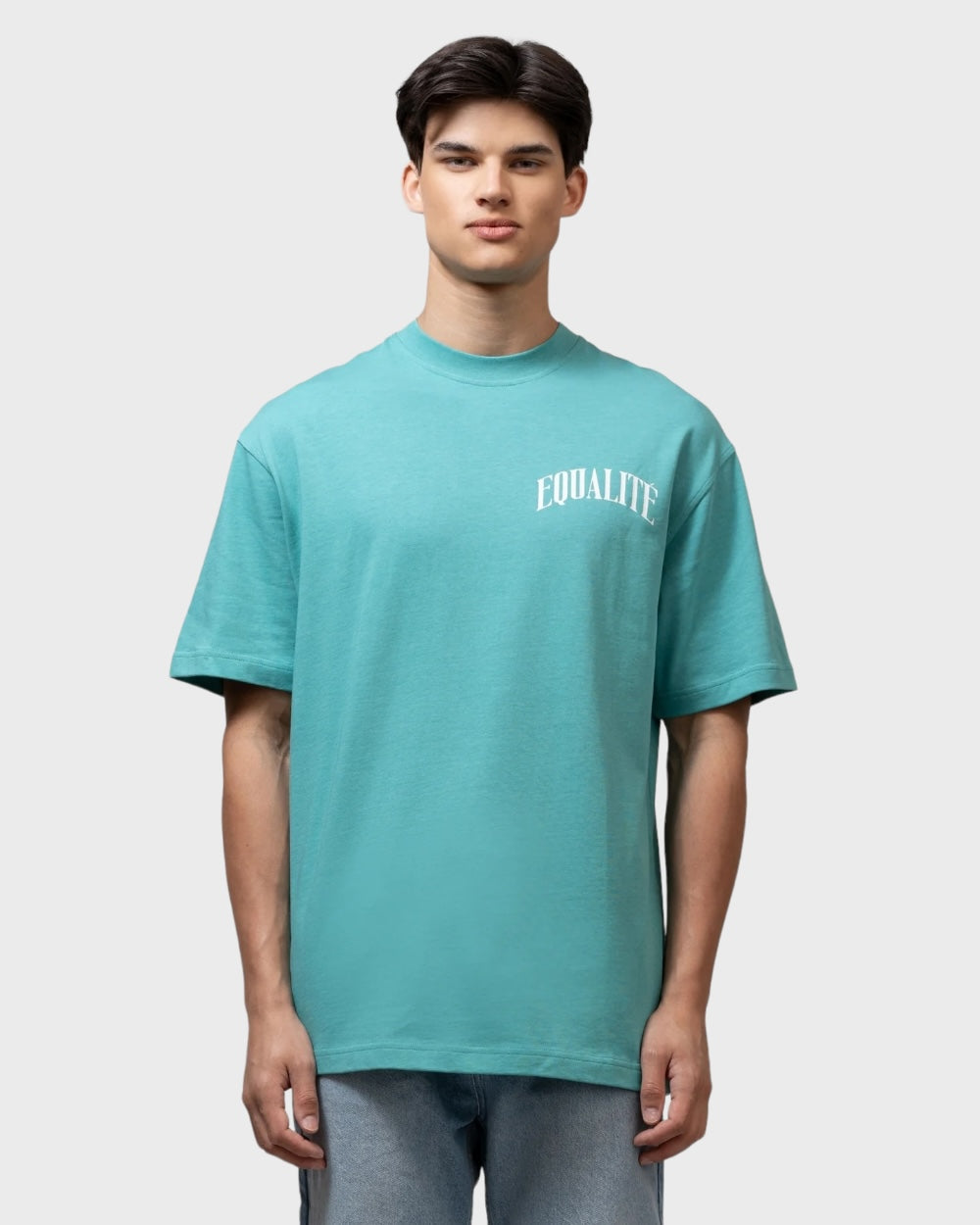 Equalite Oliver Oversized T-shirt Turqoise / Off White Unisex