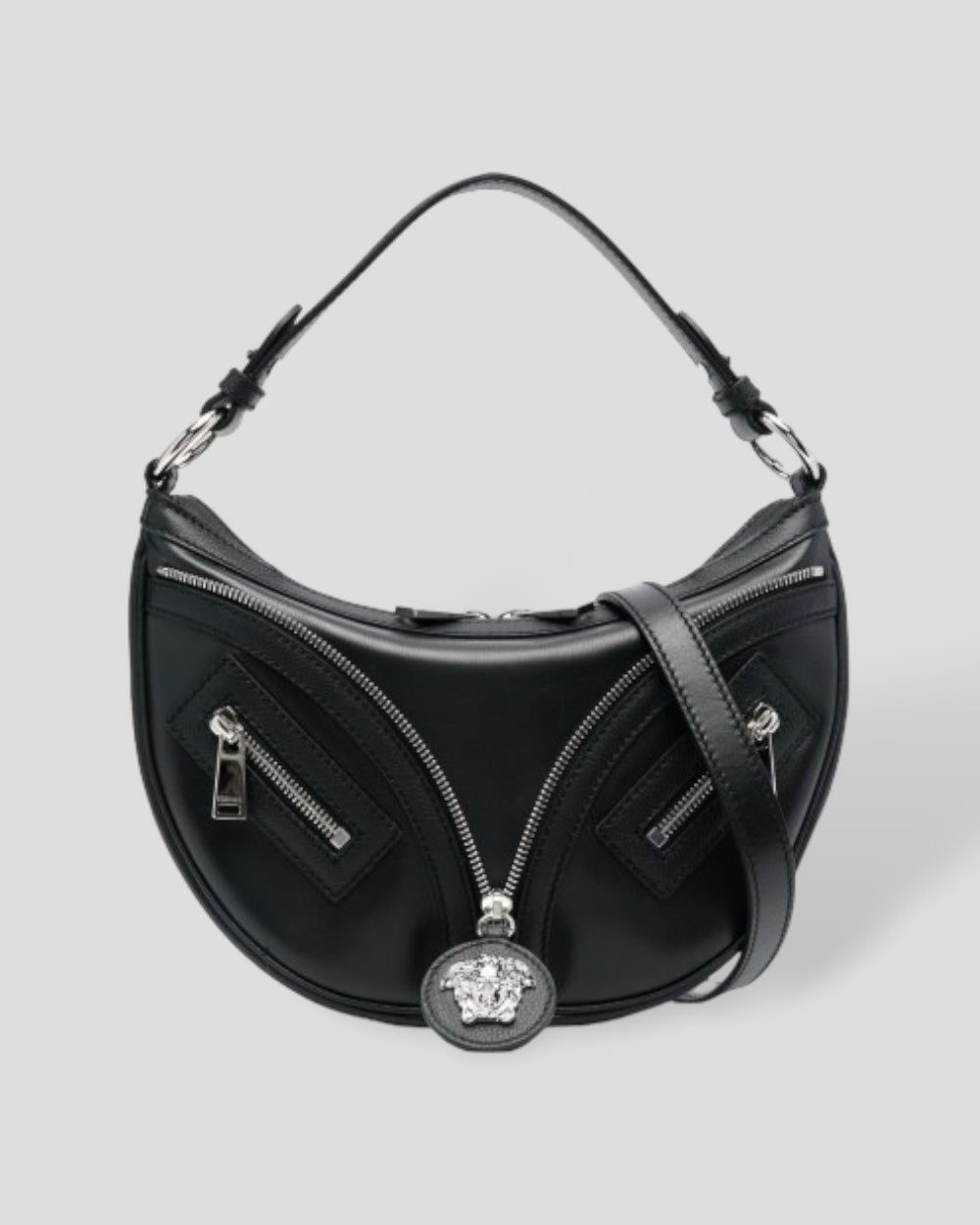 Versace Kalfleer Hobo Mini Schoudertas Zwart