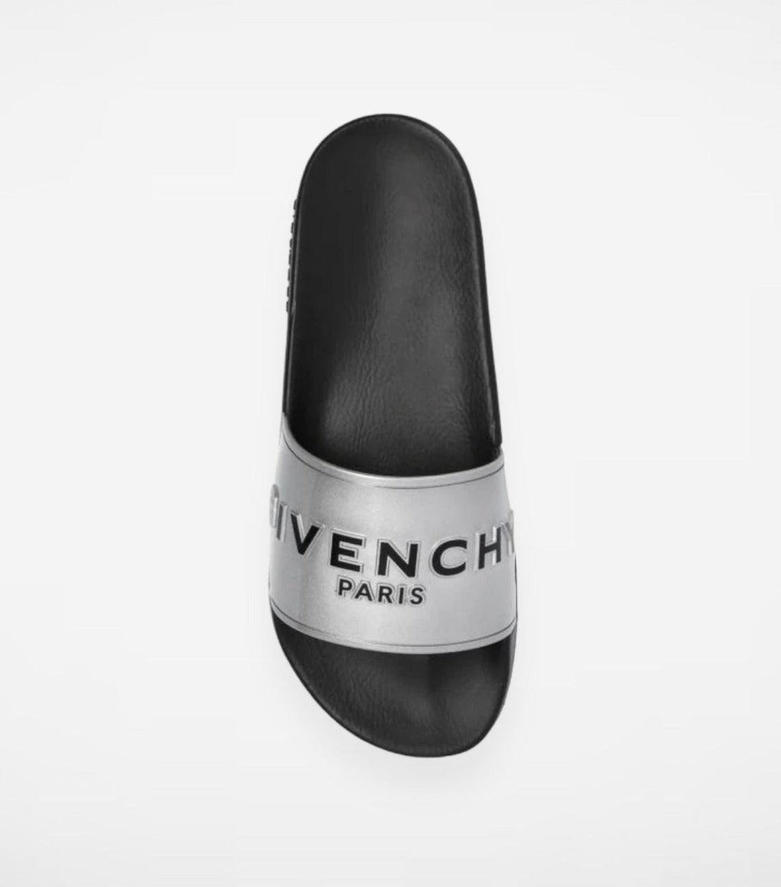 Givenchy Zilver Metallic Logo Slippers