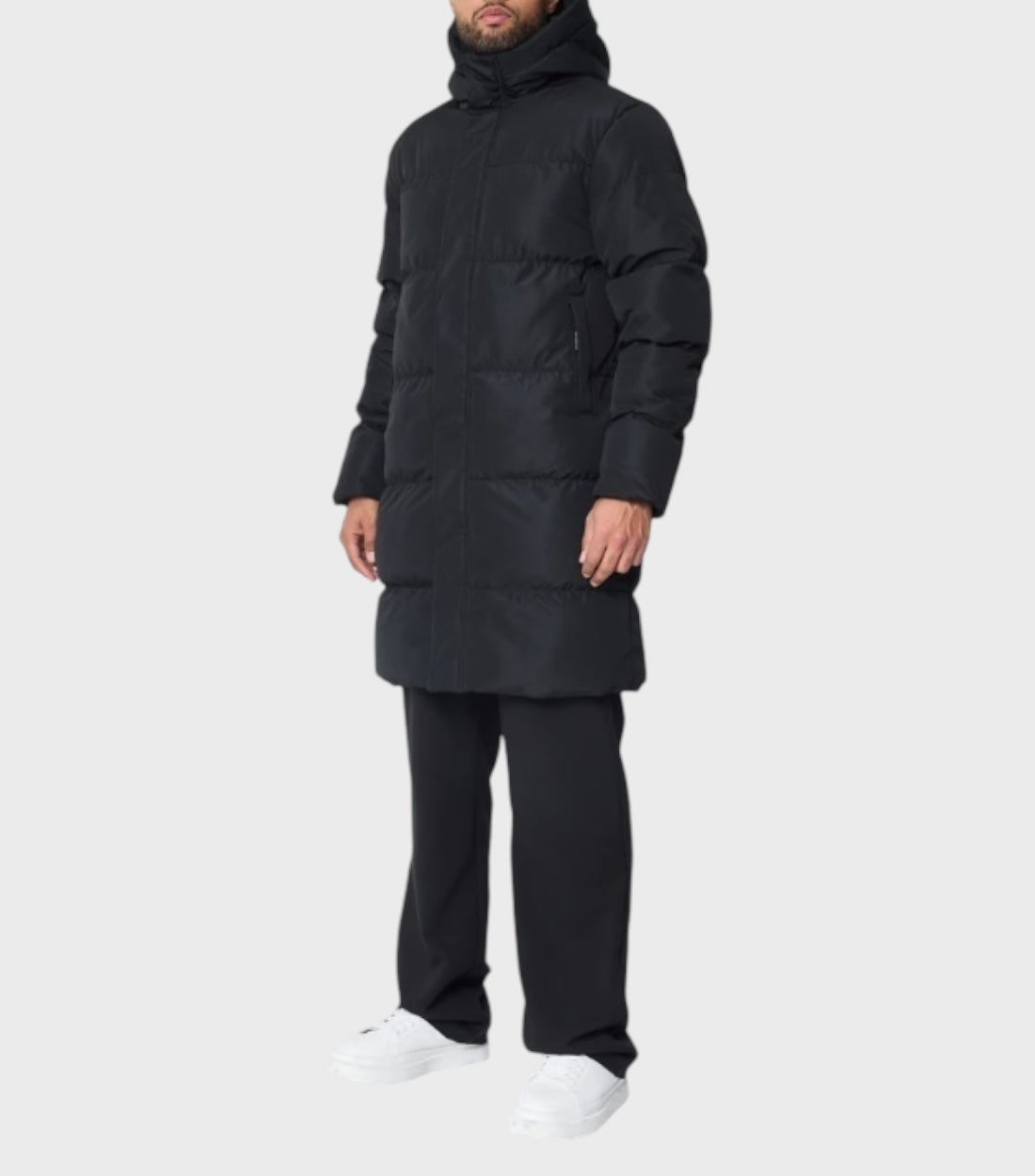 Plain Zwart Parka Jas