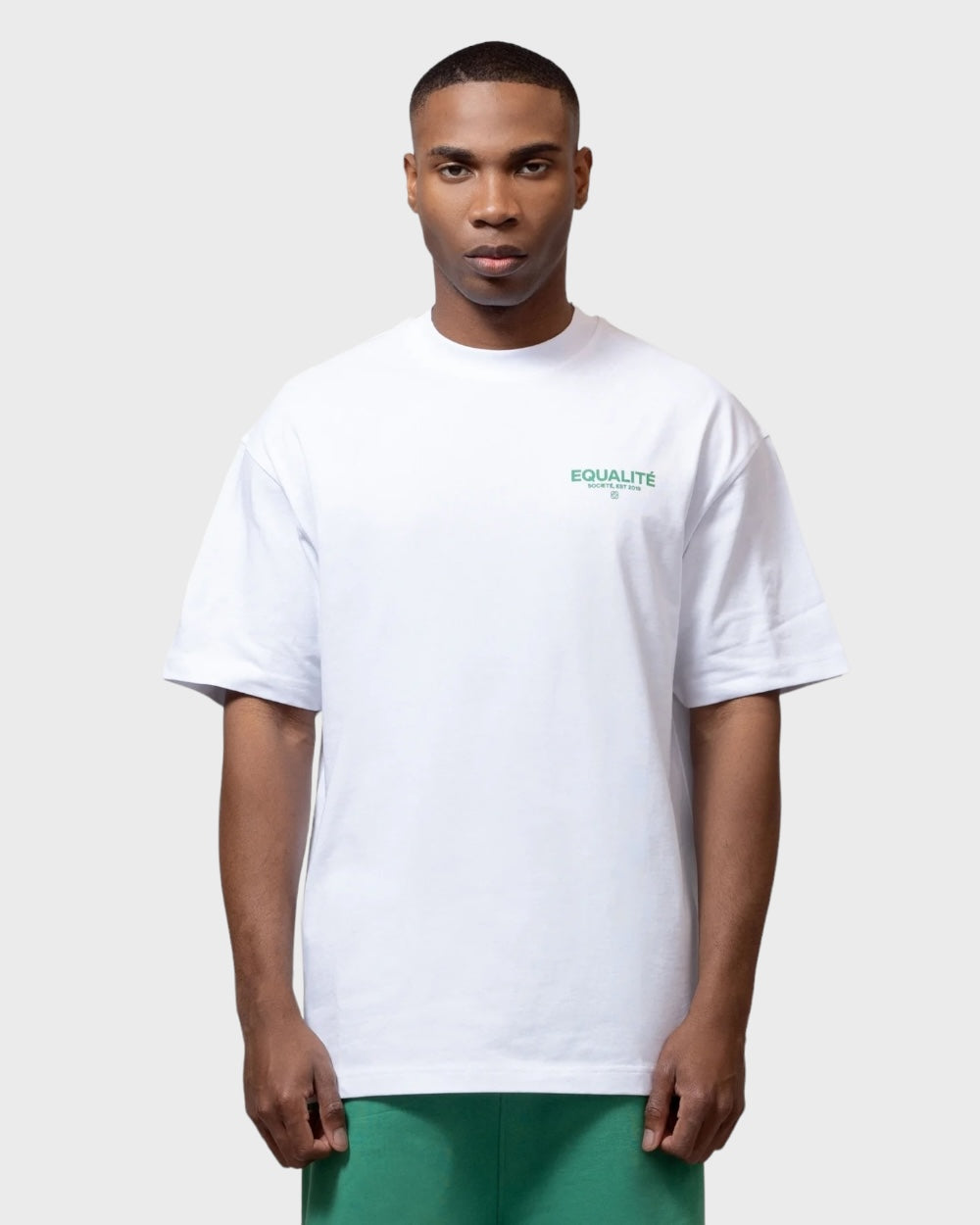 Equalite Societe Oversized Tee Wit / Groen