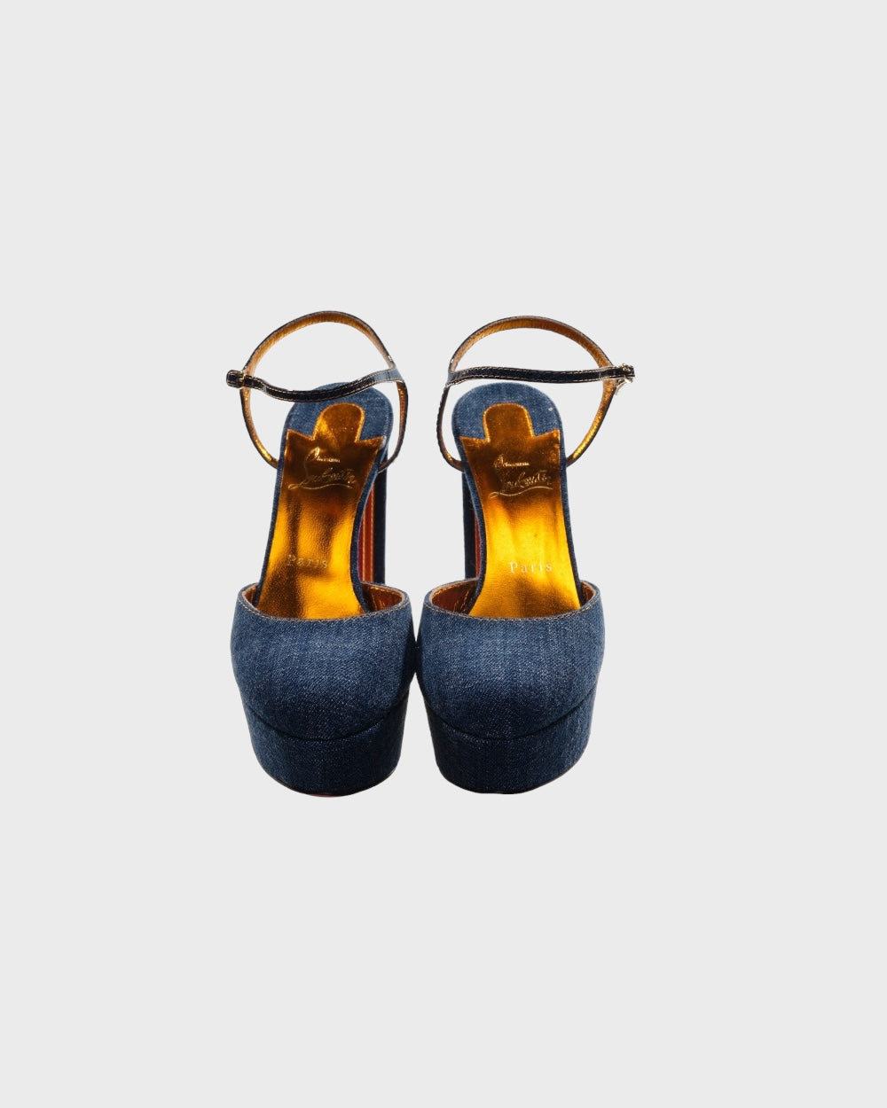 Christian Louboutin Coluna Denim Platform Heel Pumps Navyblauw