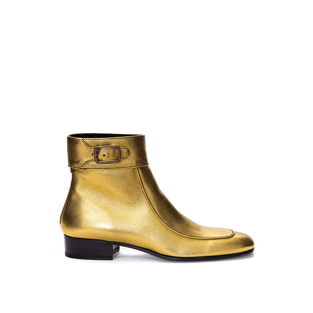 Saint Laurent Goud Leren Laarzen