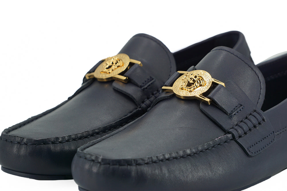 Versace Kalfsleren Loafers Blauw