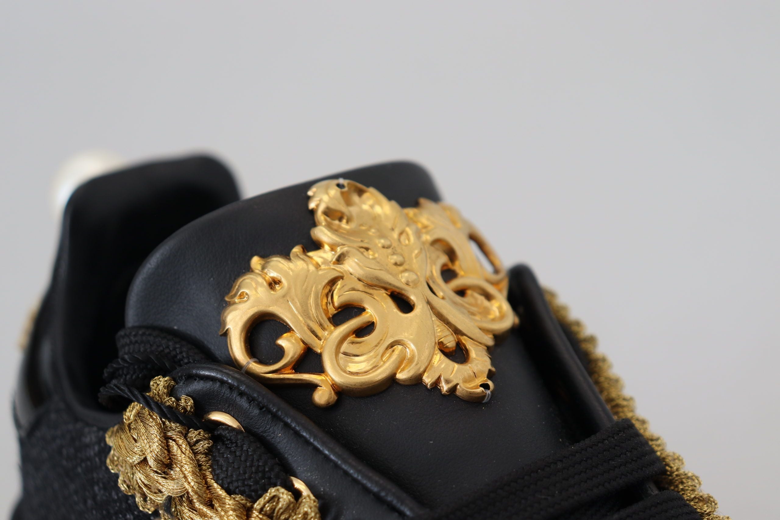 Dolce & Gabbana | Zwart / Goud Barok Leren Sneakers
