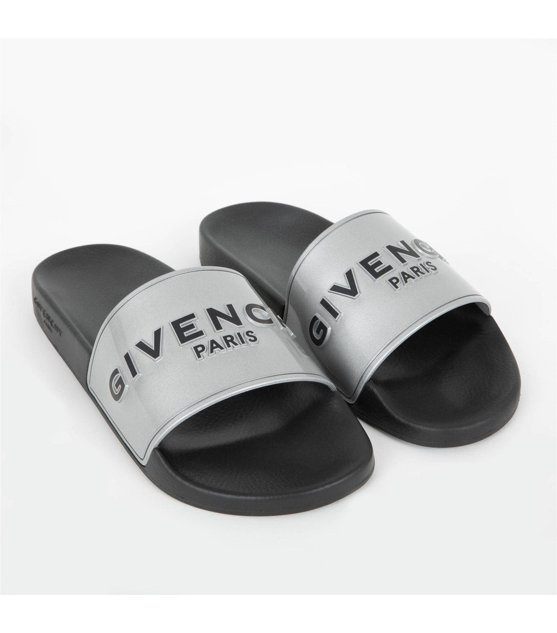 Givenchy Zilver Metallic Logo Slippers