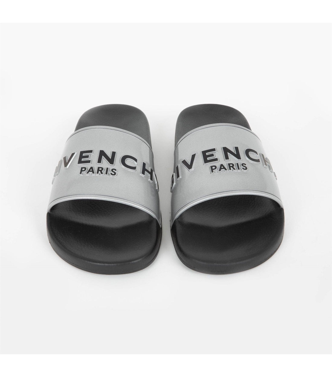 Givenchy Zilver Metallic Logo Slippers