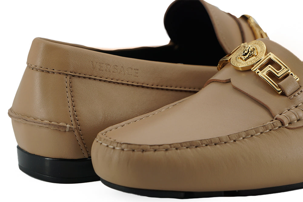 Versace | Beige Kalfsleren Loafers