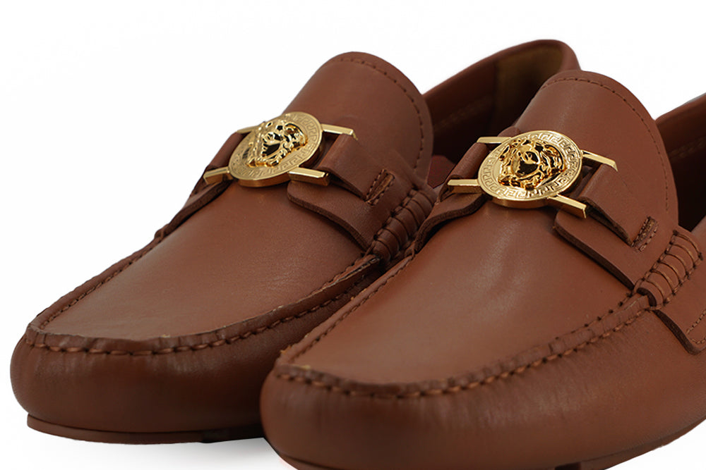 Versace Kalfsleren Loafers Bruin